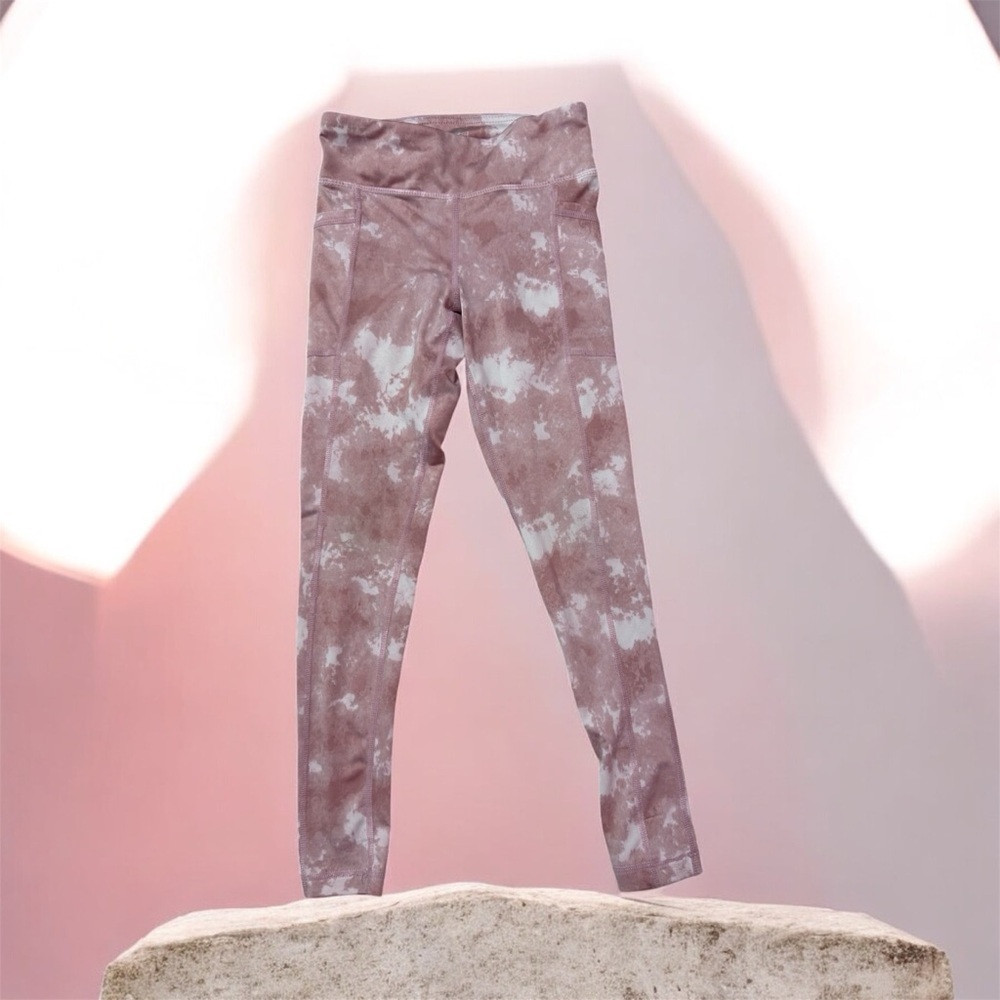 90 Degree By Reflex Kids Pink Tie-Dye Leggings